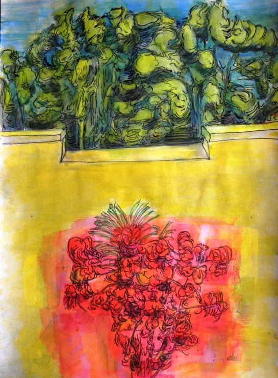 Kirombe garden, rainy season 2015, number 8. 300 x 420 mm. Watercolour on paper.