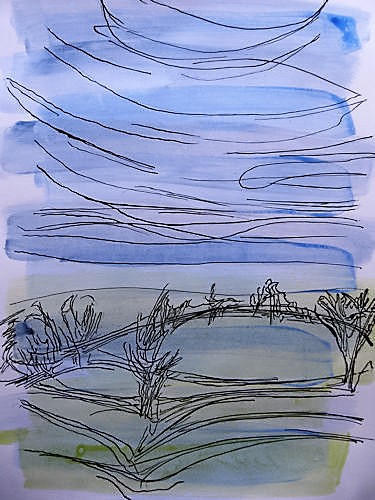 'Devon, February 2016 No. 7.' 42 x 30 cm. Watercolour and Indian Ink on Paper.