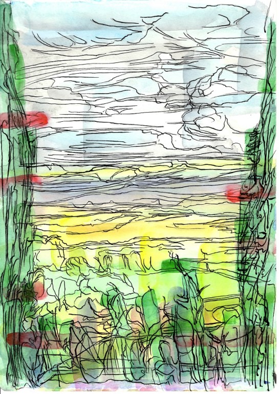 'Jacobstowe 2016 no 1, High Summer‘ 30 x 21cm. Watercolour and Indian Ink on Paper