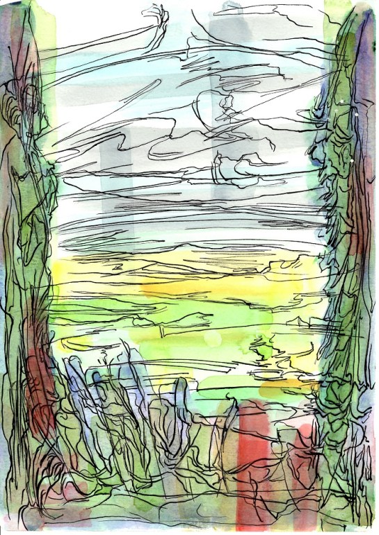 'Jacobstowe 2016 no 2, High Summer‘ 30 x 21cm. Watercolour and Indian Ink on Paper